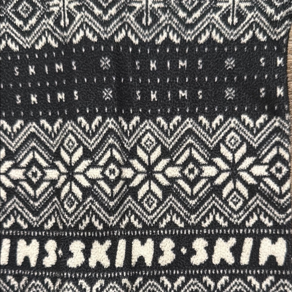 SKIMS Logo Plush Pointelle Footless Romper in Black Fair Isle Print - Picture 8 of 12